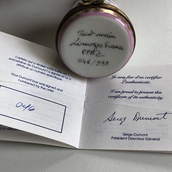 LIMITED ED. 046/999 Limoges Serge Dumont France Peint Main Floral Bell Trinket - Picture 2 of 6